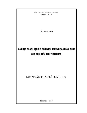 Giáo Dục Pháp Luật Cho Sinh Viên Cao Đẳng Nghề Tại Khánh Hòa