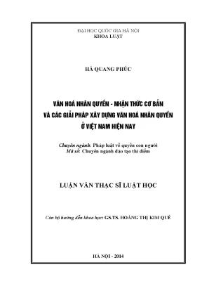 Xây Dựng Văn Hóa Nhân Quyền Ở Việt Nam: Nhận Thức Cơ Bản