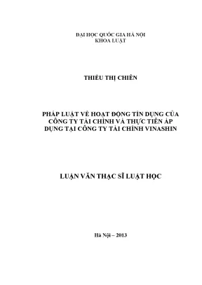 Nghiên cứu pháp luật về tín dụng tại công ty tài chính