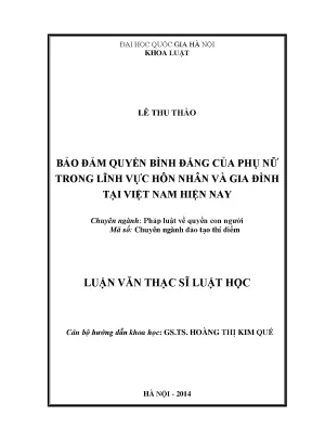 Bảo Đảm Quyền Bình Đẳng Của Phụ Nữ Trong Hôn Nhân Và Gia