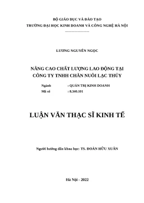 Nâng cao chất lượng lao động tại Công ty TNHH Chăn nuôi