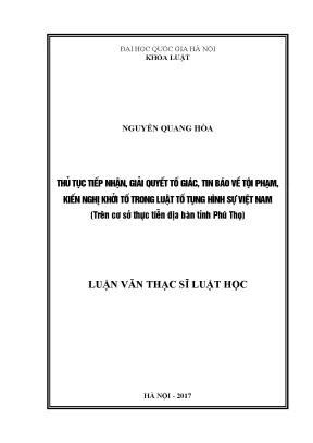 Thủ Tục Tiếp Nhận và Giải Quyết Tố Giác Tội Phạm Trong