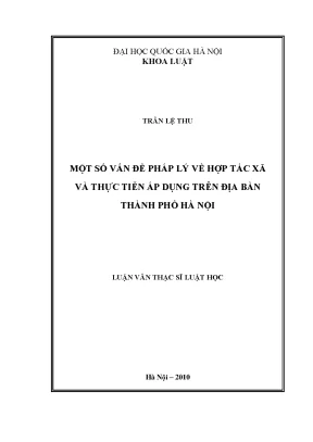 Pháp Lý Hợp Tác Xã và Thực Tiễn Ở Hà Nội