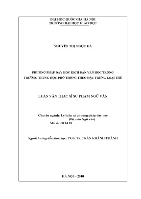 Phương Pháp Dạy Học Kịch Bản Văn Học Trong Trường Trung