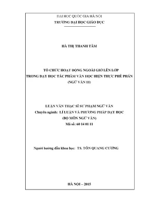 Tổ Chức Hoạt Động Ngoài Giờ Lên Lớp Trong Dạy Học Ngữ Văn 11