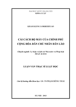 Cải Cách Bộ Máy Chính Phủ Lào: Nghiên Cứu và Đề Xuất
