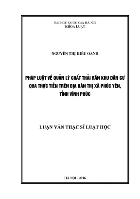 Quản lý chất thải rắn khu dân cư tại Phúc Yên: Thực tiễn