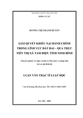Giải Quyết Khiếu Nại Hành Chính Về Đất Đai Tại Thị Xã