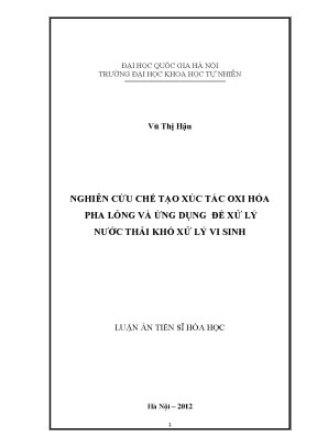 Nghiên cứu chế tạo xúc tác oxi hóa pha lỏng để xử lý 