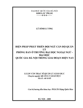 Phát Triển Đội Ngũ Cán Bộ Quản Lý Tại Trường Đại Học
