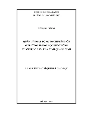 Quản Lý Hoạt Động Tổ Chuyên Môn Tại Trường THPT Cẩm Phả,