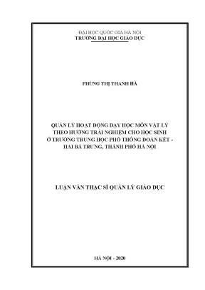 Quản lý dạy học môn vật lý theo hướng trải nghiệm tại