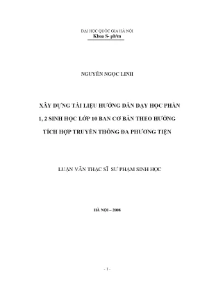 Hướng Dẫn Dạy Học Sinh Học Lớp 10 Theo Phương Pháp Tích