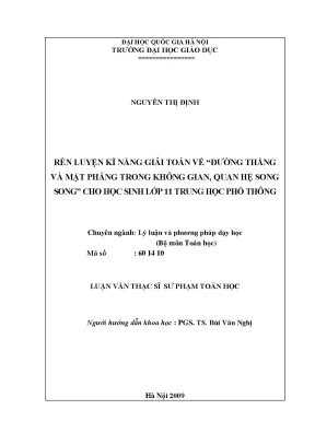 Rèn Luyện Kỹ Năng Giải Toán Hình Học Không Gian Cho Học 