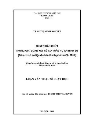 Quyền Bào Chữa Trong Xét Xử Sơ Thẩm Vụ Án Hình Sự Tại
