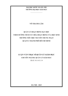 Quản Lý Hoạt Động Dạy Học Tích Cực Tại Trường Tiểu Học
