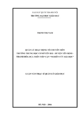 Quản lý hoạt động tổ chuyên môn tại trường THCS Yên Bái: