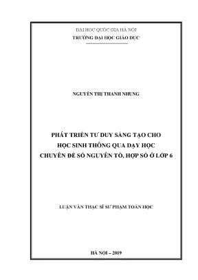 Phát Triển Tư Duy Sáng Tạo Cho Học Sinh Lớp 6 Qua Dạy