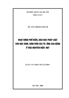 Giáo Dục Pháp Luật Cho Sinh Viên Cao Đẳng Tại Thái Nguyên