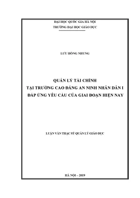 Quản Lý Tài Chính Tại Trường Cao Đẳng An Ninh Nhân Dân