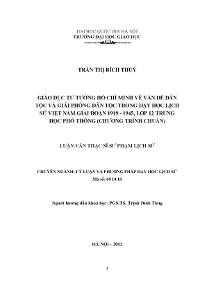Giáo Dục Tư Tưởng Hồ Chí Minh Về Dân Tộc Trong Dạy Học 