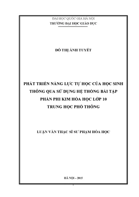 Phát Triển Năng Lực Tự Học Hóa Học Lớp 10 Qua Hệ Thống