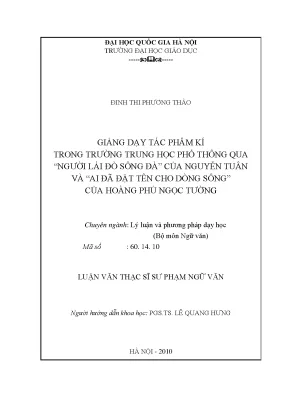 Giảng Dạy Tác Phẩm Kí Trong Trường Trung Học: Người Lái 