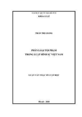 Phân loại tội phạm trong luật hình sự Việt Nam: Nghiên