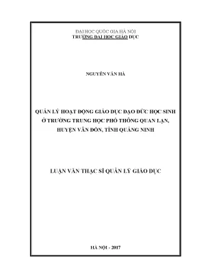 Quản lý giáo dục đạo đức học sinh tại trường THPT Quan