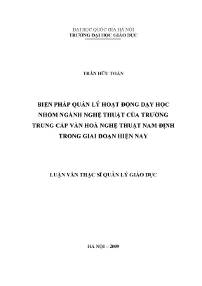 Quản Lý Hoạt Động Dạy Học Nhóm Ngành Nghệ Thuật Tại