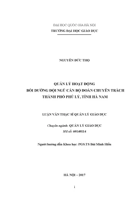 Quản Lý Hoạt Động Bồi Dưỡng Cán Bộ Đoàn Chuyên Trách Tại