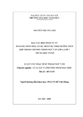Biện Pháp Tu Từ Trong Dạy Ngữ Văn Lớp 6, 7: So Sánh,