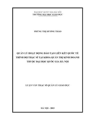 Quản Lý Đào Tạo Liên Kết Quốc Tế Trình Độ Thạc Sĩ Tại