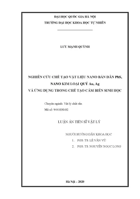 Nghiên cứu chế tạo vật liệu nano PbS và ứng dụng trong 