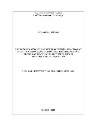 Xây Dựng Câu Hỏi Trắc Nghiệm MCQ Trong Dạy Học Di Truyền