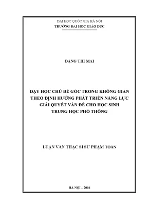 Dạy Học Góc Trong Không Gian: Phát Triển Năng Lực Giải