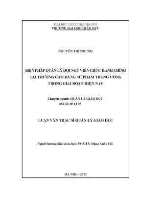 Luận văn thạc sĩ vnu ued biện pháp quản lý đội ngũ viên chức hành chính tại trường cao đẳng sư phạm trung ương trong giai đoạn hiện nay
