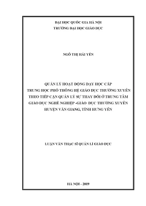 Quản lý dạy học cấp trung học phổ thông tại Trung tâm