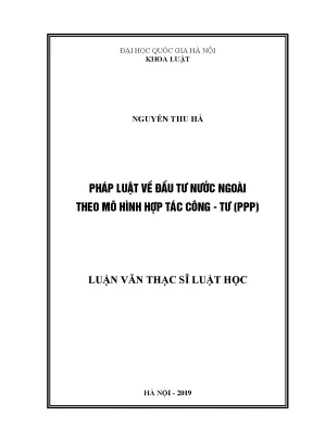 Pháp Luật Đầu Tư Nước Ngoài Theo Mô Hình Hợp Tác Công Tư