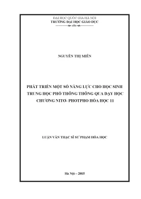 Phát Triển Năng Lực Học Sinh THPT Qua Dạy Học Chương