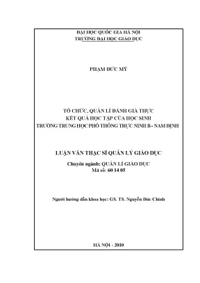 Đánh Giá Kết Quả Học Tập Học Sinh Trường THPT Trực Ninh