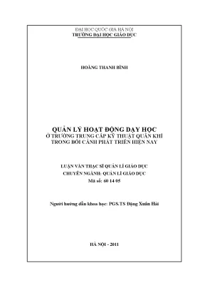 Quản Lý Hoạt Động Dạy và Học Tại Trường Trung Cấp Kỹ