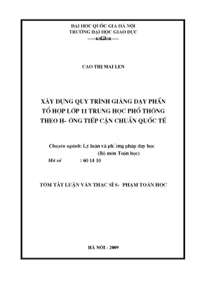 Xây Dựng Quy Trình Giảng Dạy Tổ Hợp Lớp 11 Theo Chuẩn 