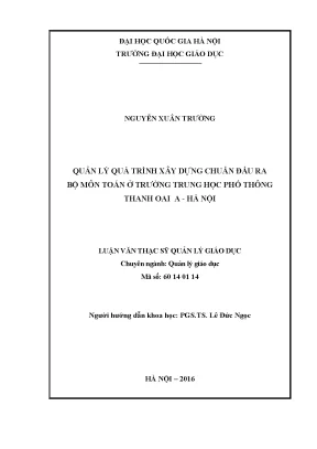 Quản Lý Chuẩn Đầu Ra Môn Toán Tại Trường THPT Thanh Oai A