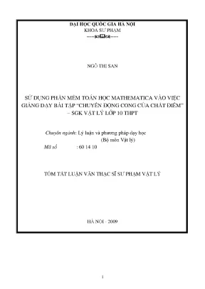 Sử dụng Mathematica trong giảng dạy vật lý lớp 10: