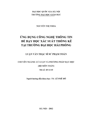Ứng Dụng Công Nghệ Thông Tin Trong Dạy Học Xác Suất