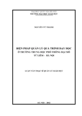 Biện Pháp Quản Lý Quá Trình Dạy Học Tại Trường Trung Học