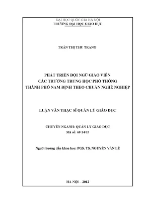 Phát Triển Đội Ngũ Giáo Viên Trung Học Phổ Thông Tại Nam