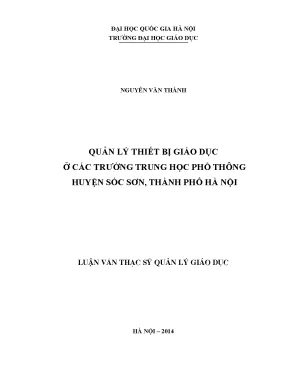 Quản Lý Thiết Bị Giáo Dục Tại Trường Trung Học Phổ Thông