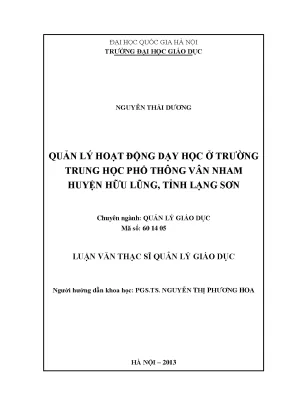 Quản Lý Hoạt Động Dạy Học Tại Trường THPT Vân Nham,